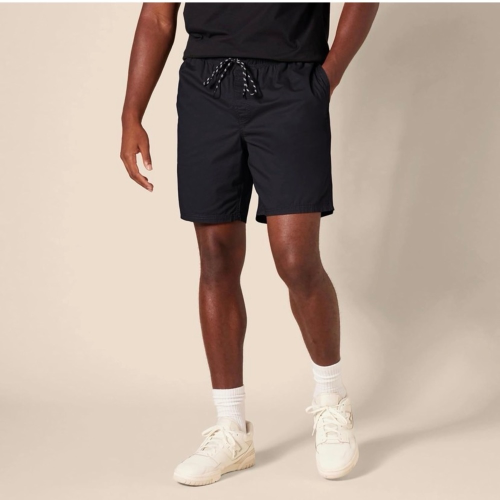 Amazon Essentials Men’s 8” Inseam Relaxed-Fit Drawstring Walk Shorts – Black XL